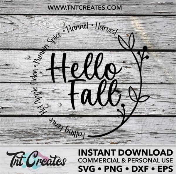 Hello Fall Wreath Fall SVG, Fall Sign SVG, Fall SVG Cut File for Cricut ...