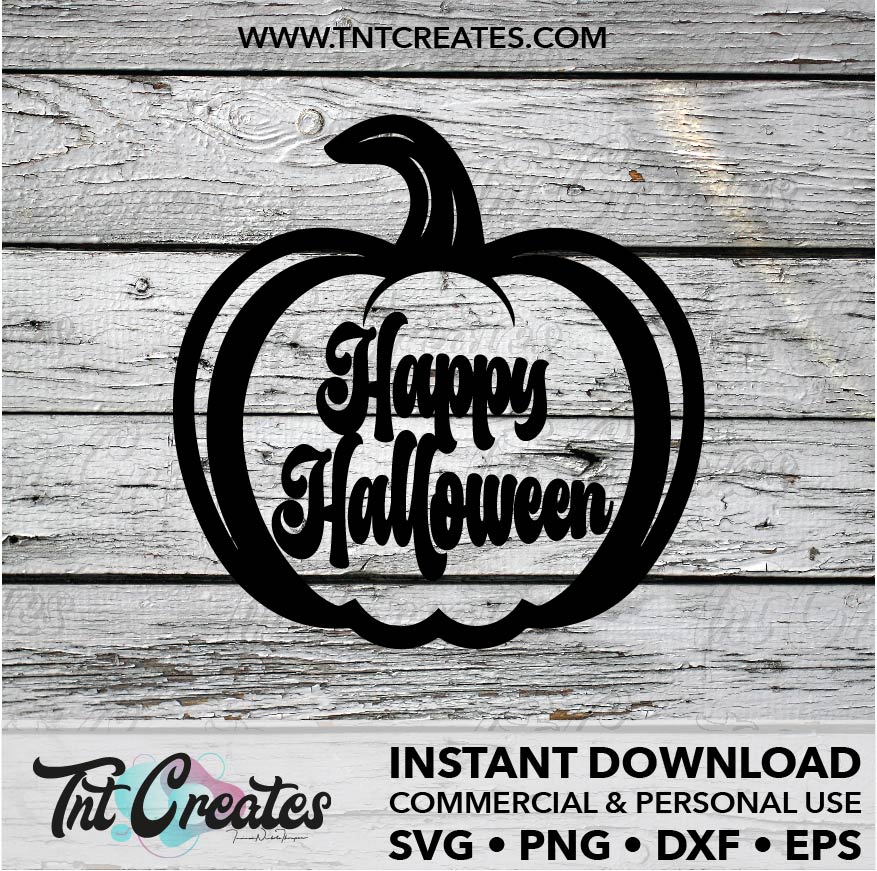 Happy Halloween in a Pumpkin SVG, Halloween SVG Cut File for Cricut, Silhouette and Lasers