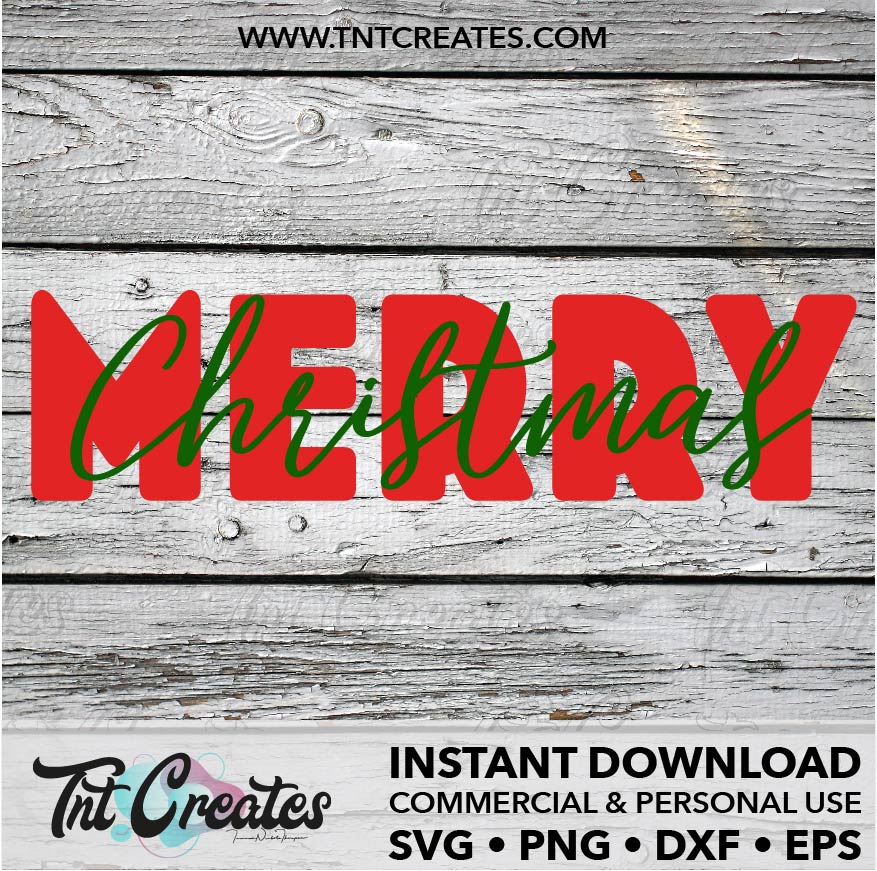Merry Christmas Layered SVG, Christmas SVG Cut File for Cricut, Silhouette and Lasers